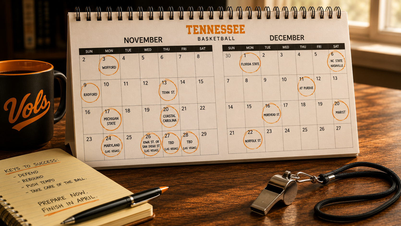 Vol Mens’ Early Schedule Was Built with March in Mind